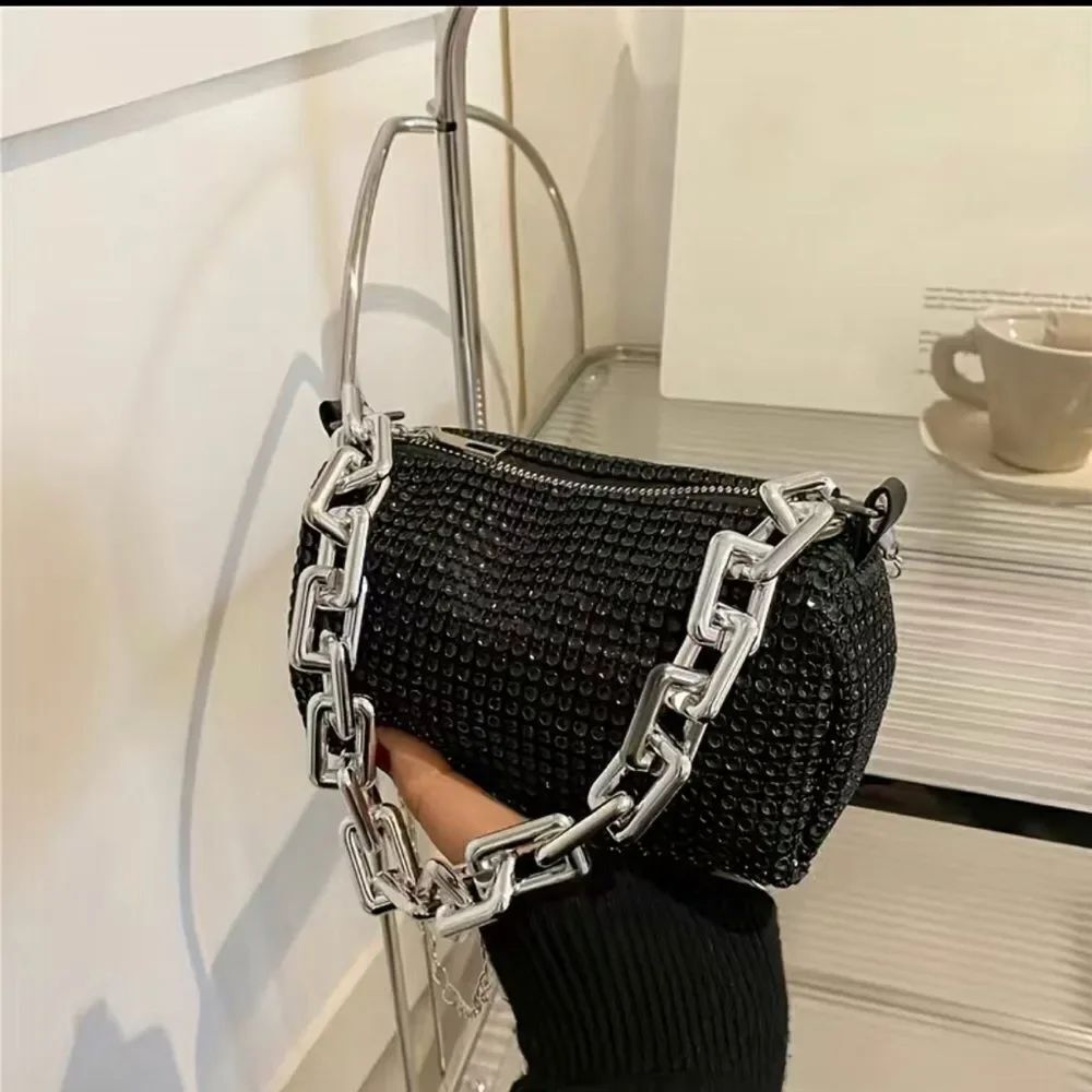 NEW! Novelty Black Glam Handbag Chunky Chain
